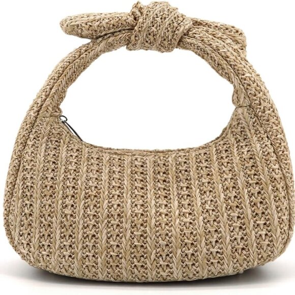 Chic Handwoven Straw Clutch with Knotted Handle - Perfect for Summer Outings - Picture 1 of 6